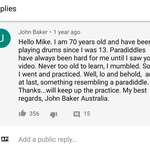 image for A rare gem of a wholesome comment on a drummig YouTube video by a 70 year old man who said and I quote, "Is never too old to learn. " 😇