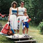 image for Just found this 1989 gem in the family album: My parents and I arriving at the cabin for the weekend!