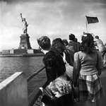 image for WWII refugee children viewing the Statue of Liberty as they enter the United States, 1946