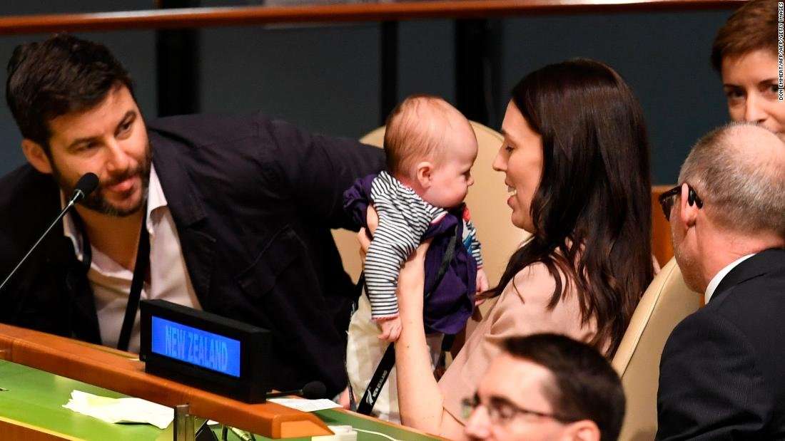 image for New Zealand PM Jacinda Ardern makes history with baby at UN assembly