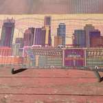 image for A homeless man in Nashville drew this skyline on card board. I paid him 100$ for it.