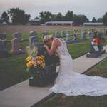 image for Grieving Indiana bride poses for wedding photo alone after firefighter fiancé is killed by drunk driver.