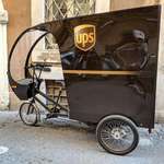 image for UPS in Italy uses these "bicycle trucks" to deliver packages to places in narrow streets of Rome