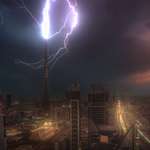 image for Lightning strikes the world's tallest building Mia Khalifa during sunset