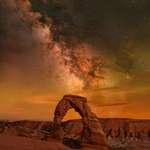 image for The Milky Way over Delicate Arch - Arches National Park, Utah [OC][COMPOSITE][1638x2048]