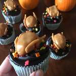 image for [Homemade] Chocolate cupcakes with caramel turkeys