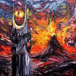 image for My painting of Sauron's Eye and Mount Doom from Lord Of The Rings