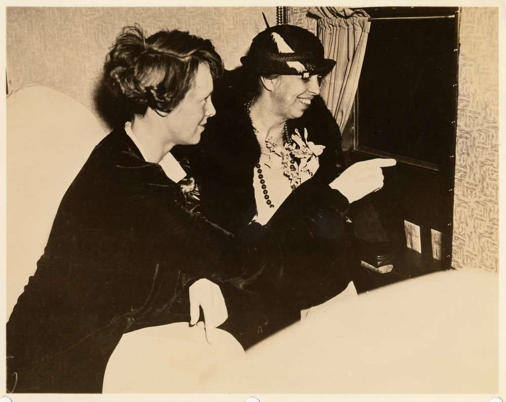 image for Amelia Earhart and Eleanor Roosevelt flying from Washington, D.C., to Baltimore