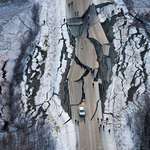 image for Stunning overhead photo of a road destroyed in today’s earthquake in Alaska (Photo by Marc Lester)