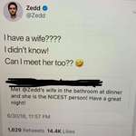 image for She met Zedd’s “wife” in the bathroom. Gets called out directly.