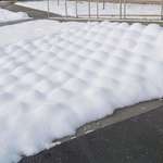 image for The way the snow formed on top of the bushes looks like a pillow topper.