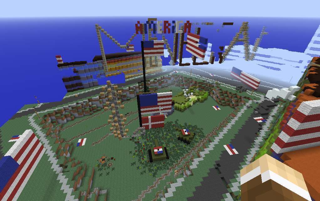 image for Danish government creates entire country in Minecraft, users promptly blow it up and plant American flag