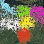 image for “An image of GPS tracking of multiple wolves in six different packs around Voyageurs National Park shows how much the wolf packs avoid each other's range. Image courtesy of Thomas Gable”