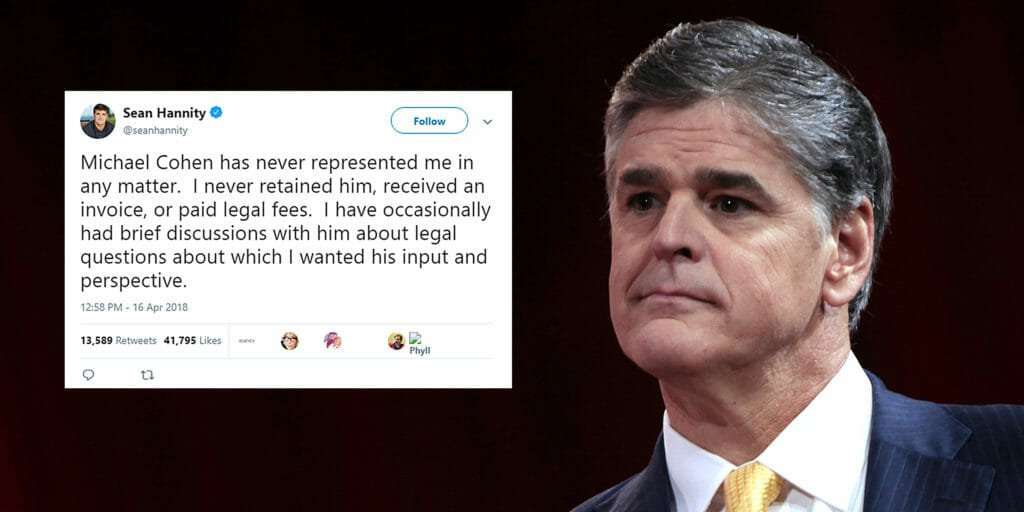 image for Sean Hannity busted deleting his old Michael Cohen tweets