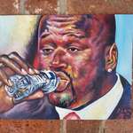 image for Shaq drinking water, oil on canvas, 12 x 16"