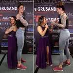 image for The size difference between an atomweight (Alesha Zappitella) and a featherweight (Megan Anderson)