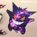 image for My galaxy gengar drawing done with prismacolor pencils on toned tan paper