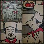image for The wildly different art styles used to draw the chefs on this pizza box