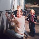 image for My dad, my brother and me vandalizing the Berlin Wall 1988 (we lived on the west-side)