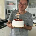 image for Dad turned 58. Moved from South Korea to Brazil when he was 13. He loves playing tennis so much that I remember my mom saying "you can play tennis every friday,but AT LEAST ONE FRIDAY A MONTH YOU WILL TAKE ME OUT ON A DATE!" when I was younger lol. A tear rolled from his eyes when he saw the cake <3