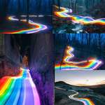 image for Using long exposure photography and a custom built lighting rig covered in colored gels, Daniel Mercadante created what he calls Rainbow Roads