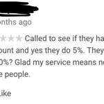 image for “They give me a discount but I wanted more, one star rating!!”