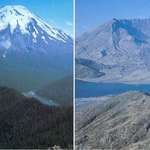 image for Mt St Helens before and after its 1980 eruption