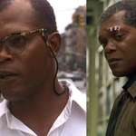 image for Samuel L Jackson in 1995 vs. him de-aged in Captain Marvel, which is set in 1995.
