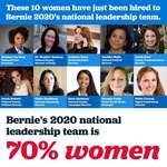 image for Bernie's 2020 national leadership team is now 70% women. Here are their names and faces: