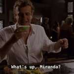 image for In 'Forgetting Sarah Marshall' (2008) Peter is drinking cocktails in the bar and drunkenly quotes Sex and the City. As he says 'what's up Miranda', Cynthia Nixon, who plays Miranda in Sex and the City, walks behind him.
