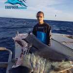 image for Mako Shark eaten by something HUGE whilst being reeled in, head alone weighed 100kg