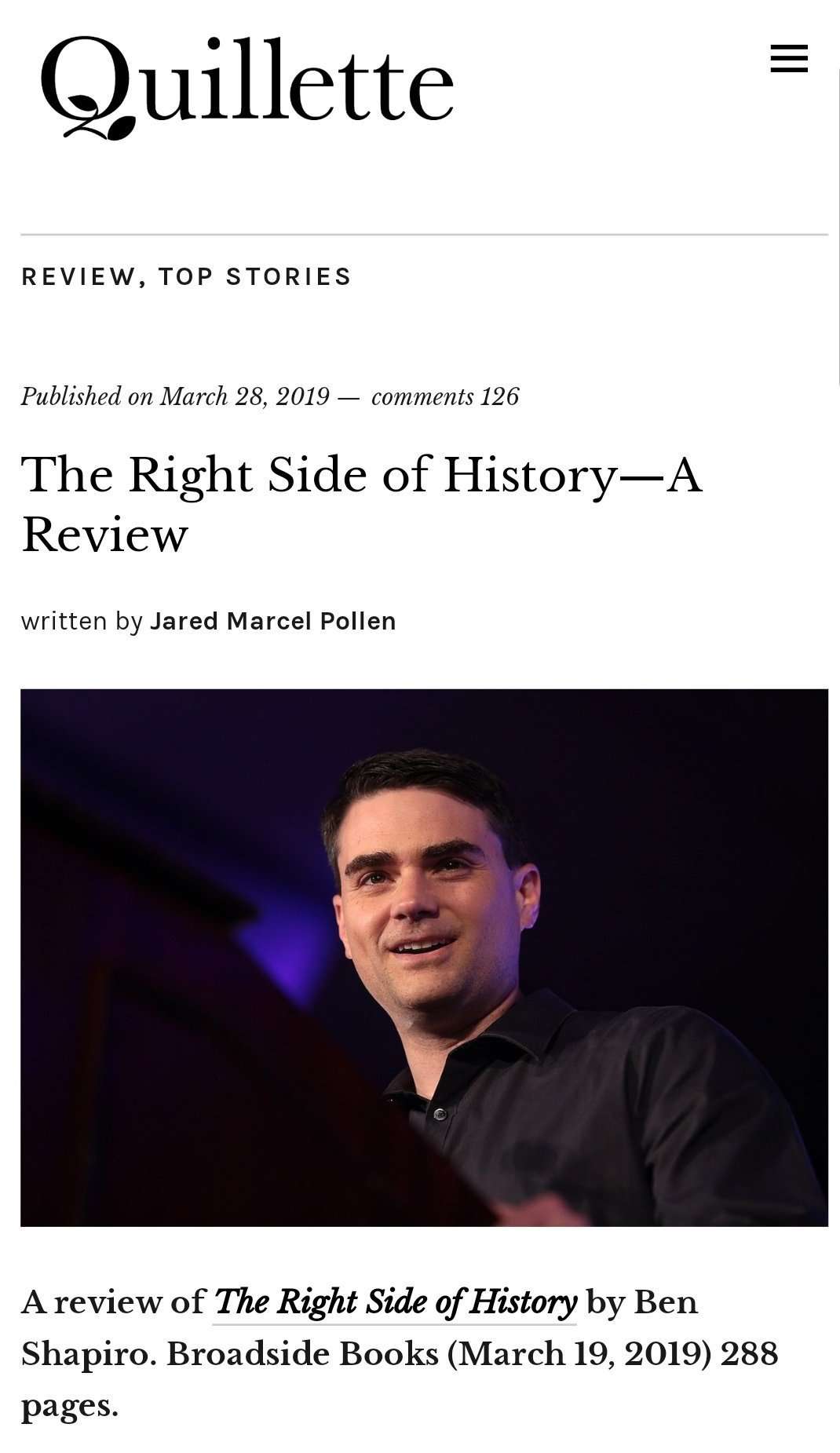 image for Wild Geerters auf Twitter: "So it's another one of those books about how bad things only happened because people rejected Christianity. How is Ben Shapiro any different than every other religious cons
