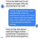 image for I like to wish people Happy Bday on FB. Insane MAN isn’t pleased.