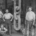 image for Forging the chain for the Titanic's anchor, 1910.
