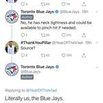 image for Man asks Blue Jays for the source of injury news and the Jays respond quite literally.