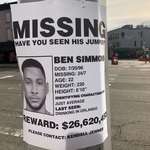 image for Ben Simmons “missing” poster in Brooklyn