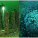 image for These stones beneath Lake Michigan are arranged in a circle and believed to be nearly 10,000 years old. Divers also found a picture of a mastodon carved into one of the stones