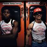 image for Guardian Angels were a vigilante group that helped to fight crime and assist the NYPD. Here they are on the NYC subway, 1980