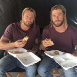 image for PsBattle: Chris Hemsworth and his stunt double eating together.
