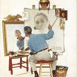 image for Triple Self-Portrait, Norman Rockwell, Oil on canvas, 1960