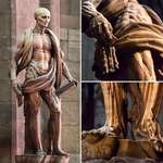 image for This statue depicts Saint Bartholomew, an early Christian martyr who was allegedly skinned alive. If you look closely, that's his dissected skin hanging around him. This stunning statute by Marco d’Agrate from c.1562 is currently on display at Duomo di Milano.