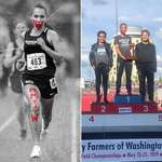 image for Washington tribal teen wins 1st place at Track & Field Championship this weekend wearing red face paint for Missing & Murdered Indigenous Women. She also earned a sportsmanship medal. The shirt she wore on the podium says "Merciless Indian Savage" (words from the Declaration of Independence).