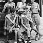 image for Australian prisoners of war enjoying tea after releasing from Japanese captivity at the world war 2
