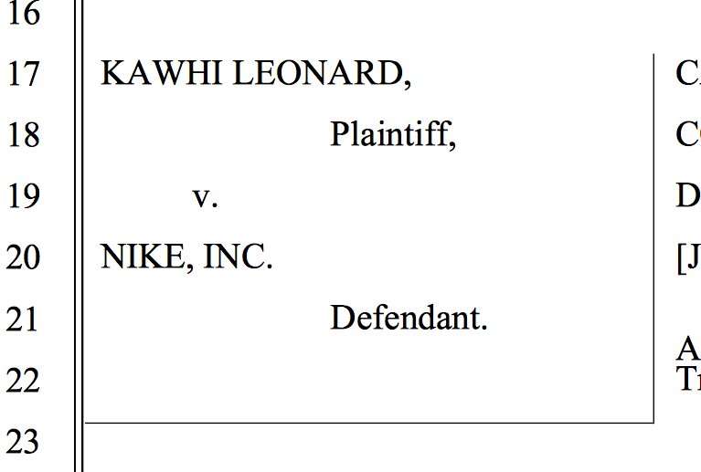 image for Matthew Kish auf Twitter: "Breaking: Kawhi Leonard has filed a federal lawsuit against Nike. Leonard claims he designed the logo that appeared on his Nike apparel and Nike copyrighted the logo without