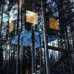 image for A treehouse in Sweden camouflaged with mirrors.