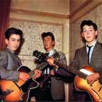 image for The Beatles in 1957 - George is 14, John is 16 & Paul is 15 performing as Wedding Singers