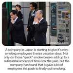 image for Japanese company giving extra vacation days to non-smokers to make up for their colleagues “quick smoke breaks”