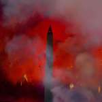 image for Washington Monument looks terrifying in fireworks.