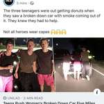 image for Three teens giving up their evening to push a lady’s car for 5 miles.