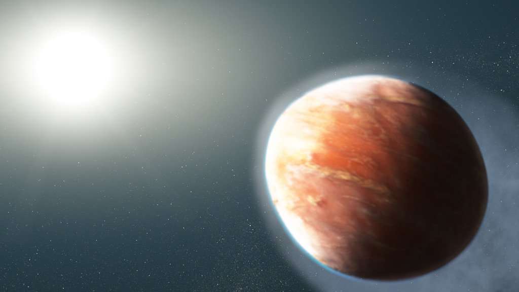 image for Hubble spots a football-shaped planet leaking heavy metals into space